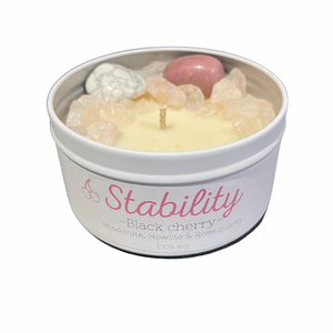 “Stability” crystal infused candle tin