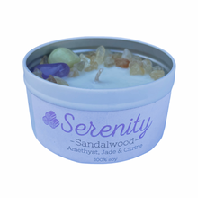 Load image into Gallery viewer, “Serenity” crystal infused candle tin

