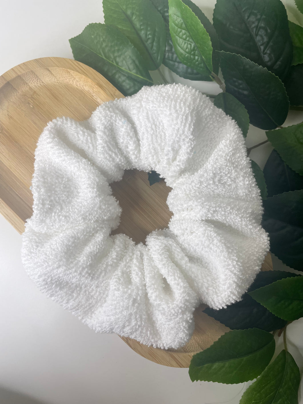 Large white towel scrunchie