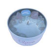 Load image into Gallery viewer, “Love” crystal infused candle tin
