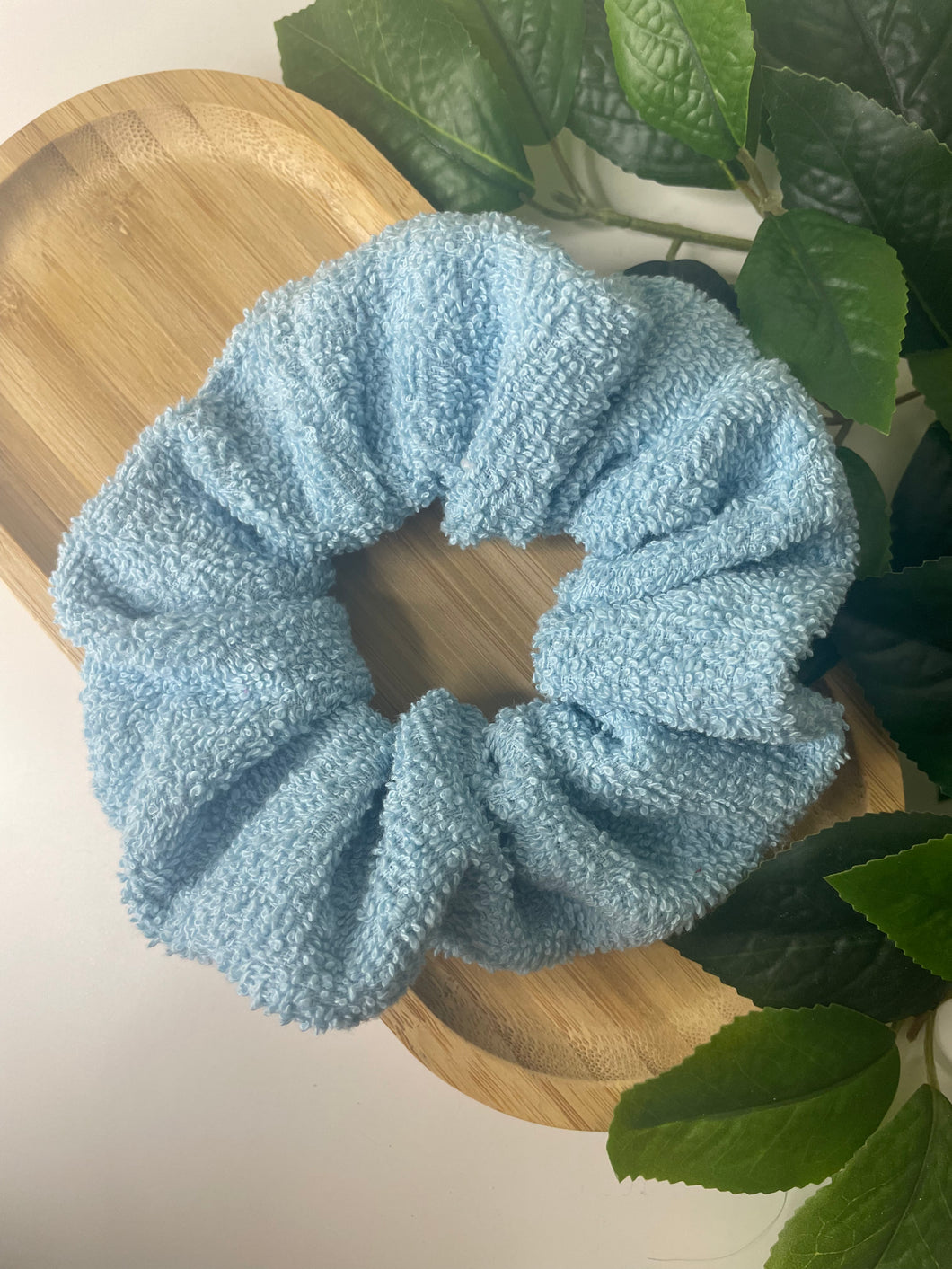 Large blue towel scrunchie