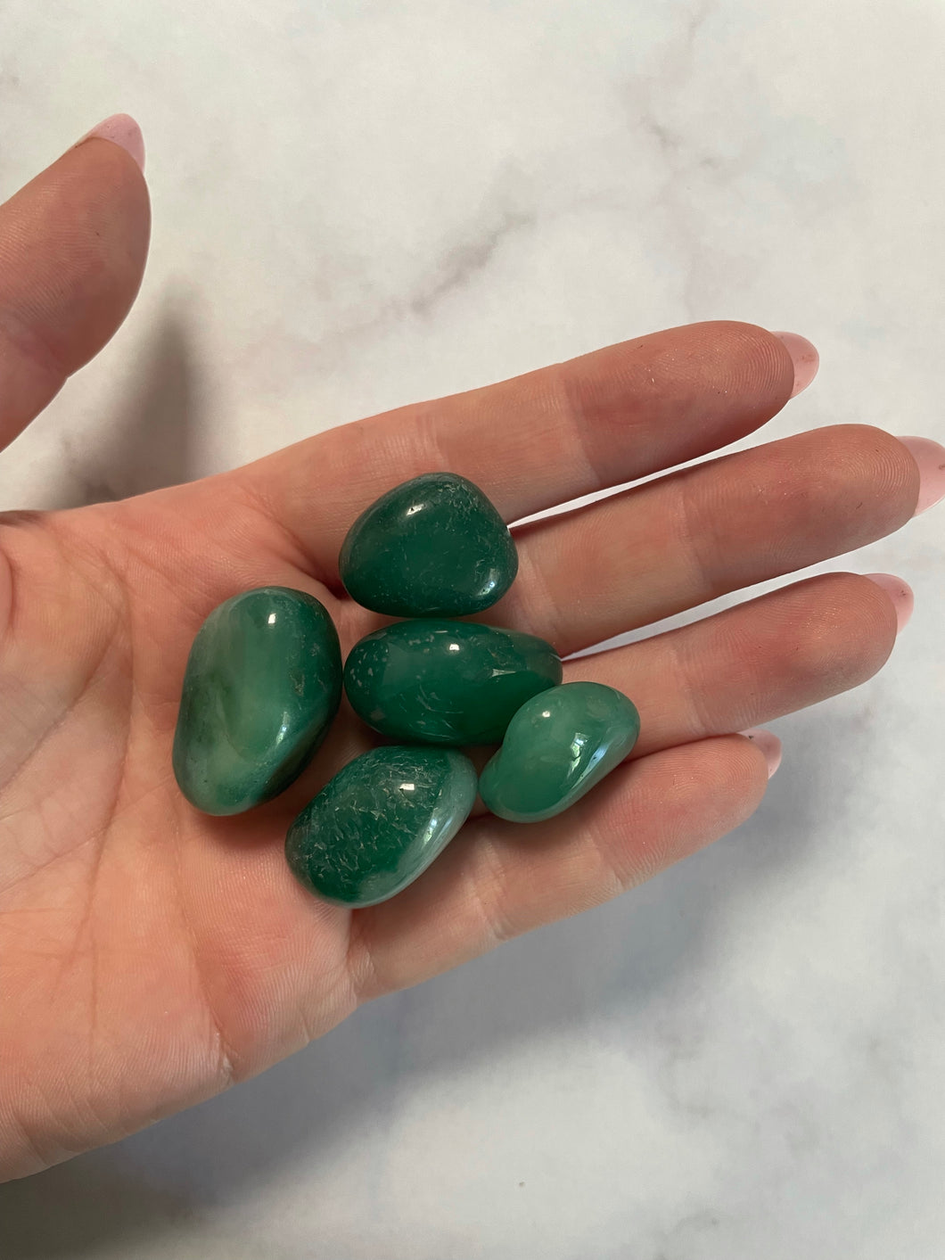 Green agate tumbled stone
